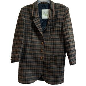 Vintage Italian Made Highlands Benetton Wool Blend Plaid Jacket Size 40